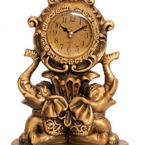 9.5" Elephant Retro Mantel Clock,Battery Operated Decorative Tabletop Clock